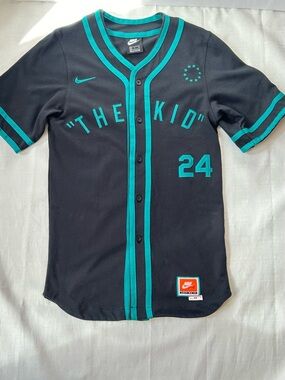 Nike Ken Griffey Jr The Kid 24 Baseball Jersey Black Teal Size S